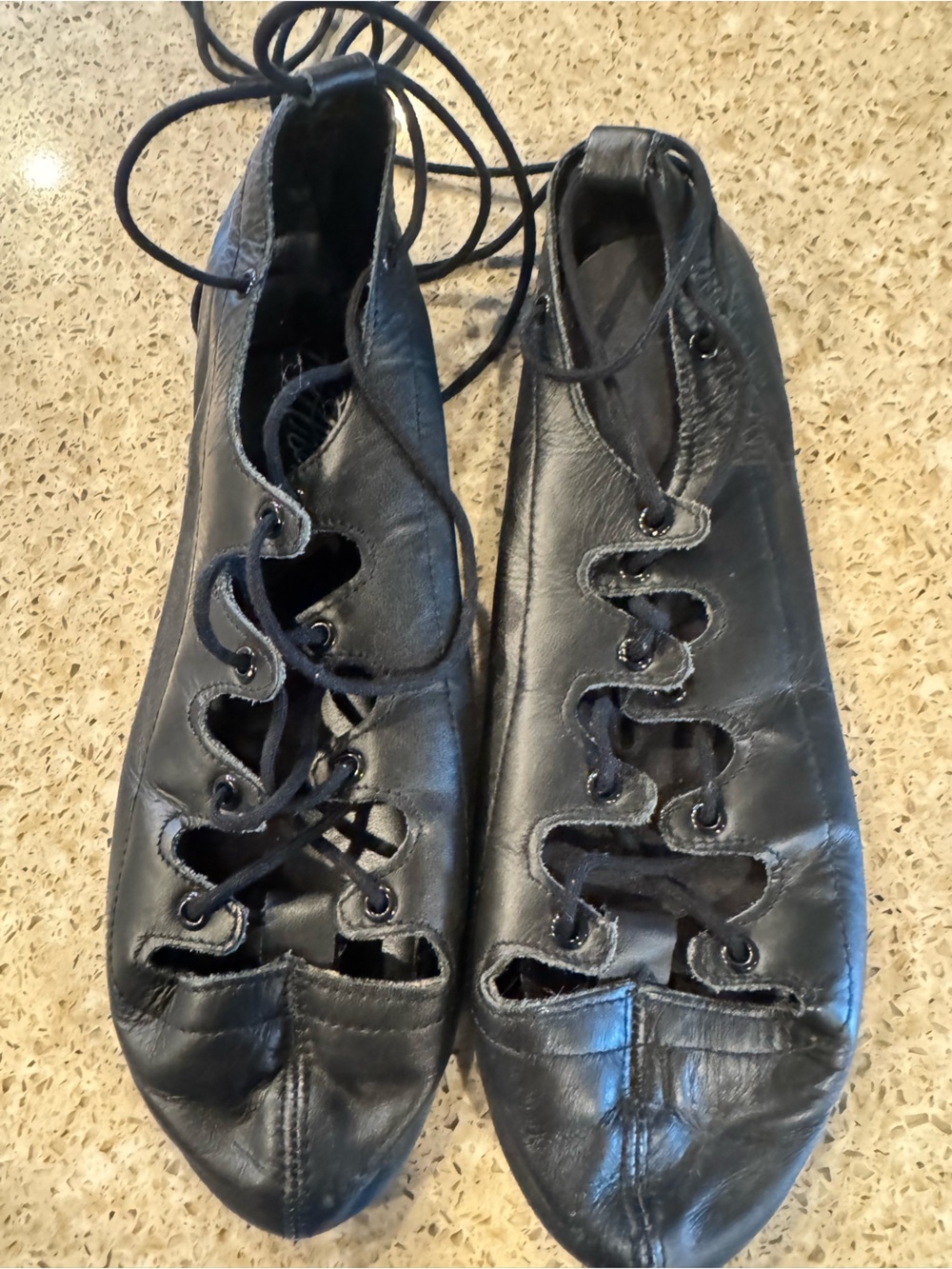 Women’s Highland Dance Black Leather Lace-Up Shoes